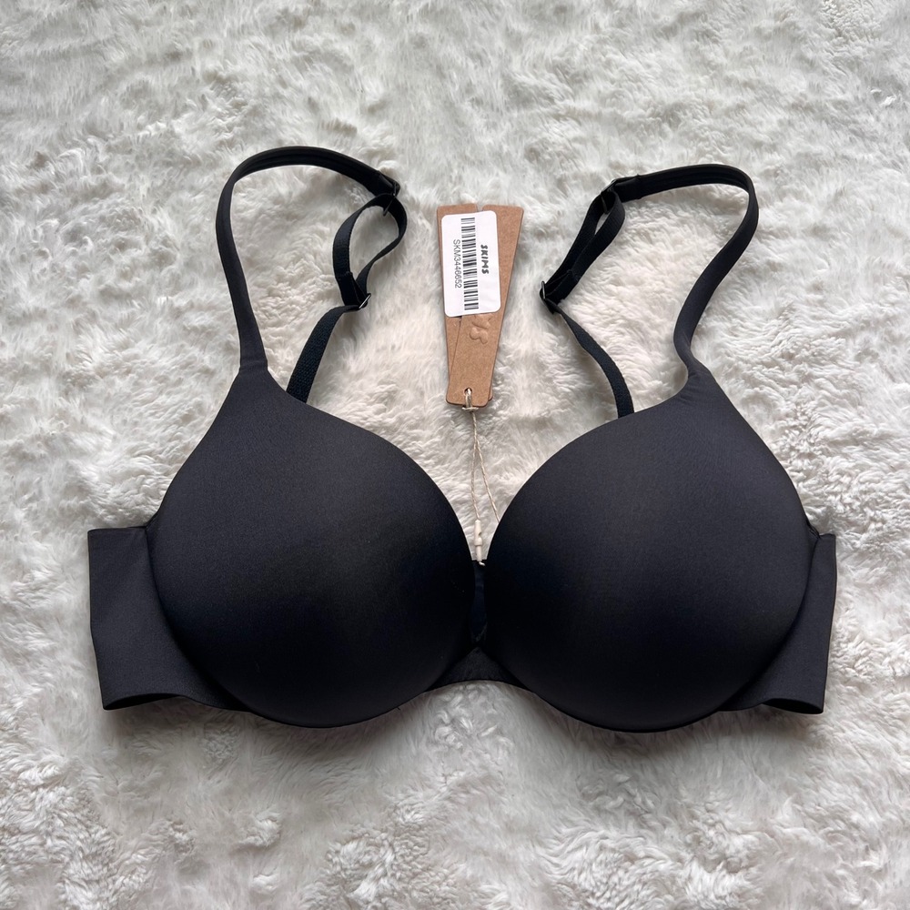 SKIMS Women's Ultimate Push Up Plunge Bra Onyx Black BA-PLG-9214 Size 32C NEW